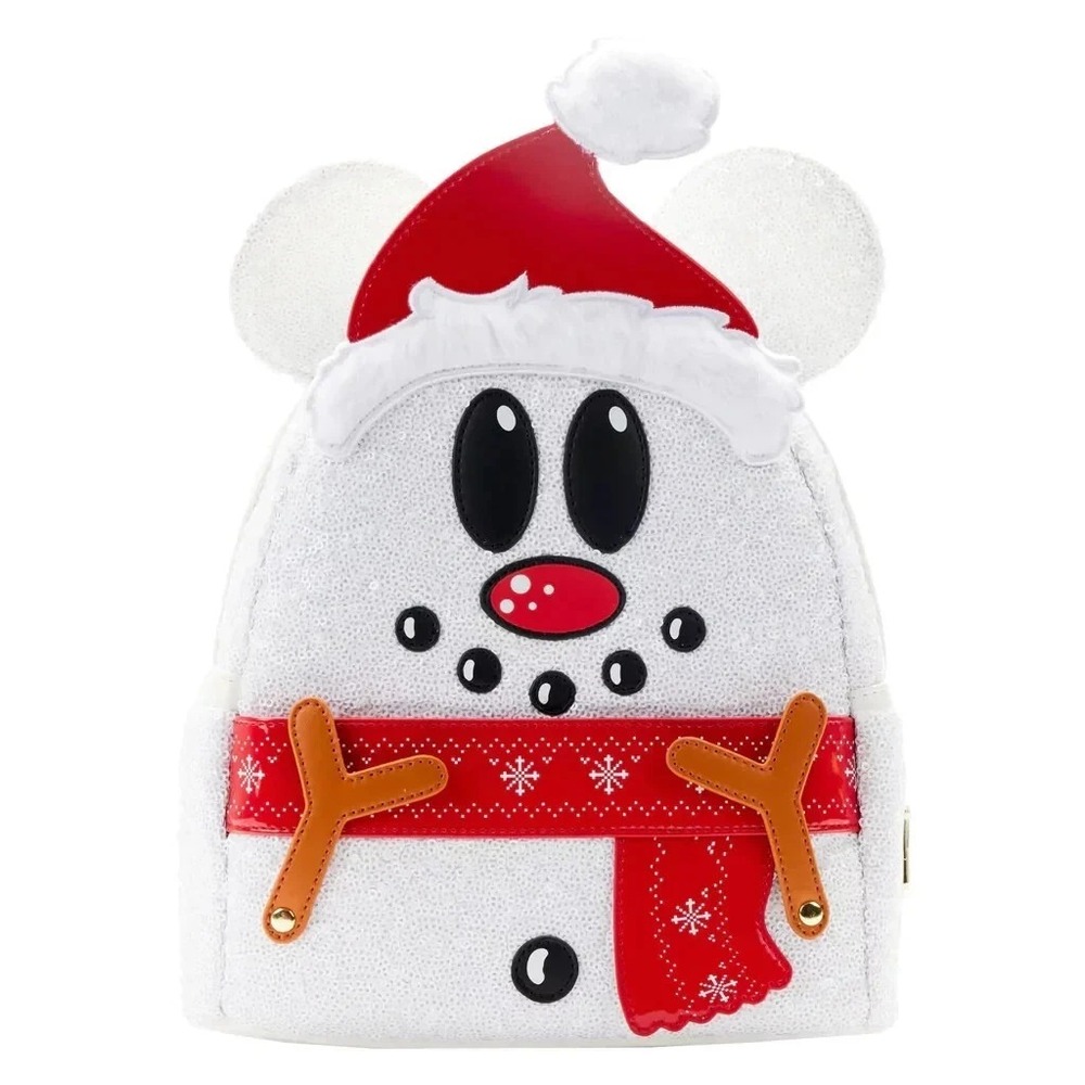 Loungefly Disney Mickey Mouse Sequin Snowman Mini Backpack‎ Exclusive - Picture 2 of 6